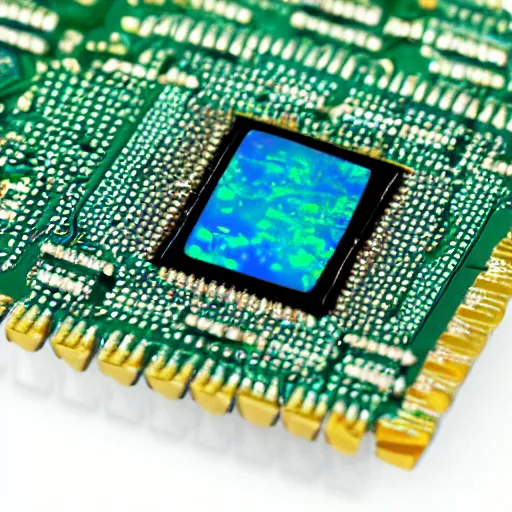 Image similar to computer chip made from opal, realistic, detailed, high definition