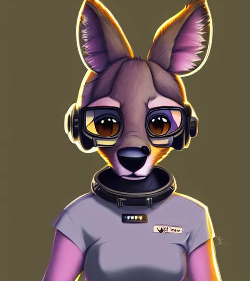 Image similar to digital detailed art of furry female hyena, in style of zootopia, fursona, furry, furaffinity, deviantart, wearing astronaut outfit, in style of disney zootopia, floating in space, space background, hyena fursona, cyberpunk, female, detailed face, style of artgerm,