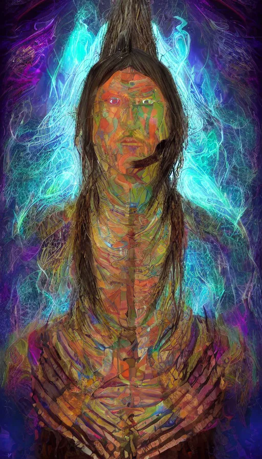 Prompt: portrait of a digital shaman, by esao andrew