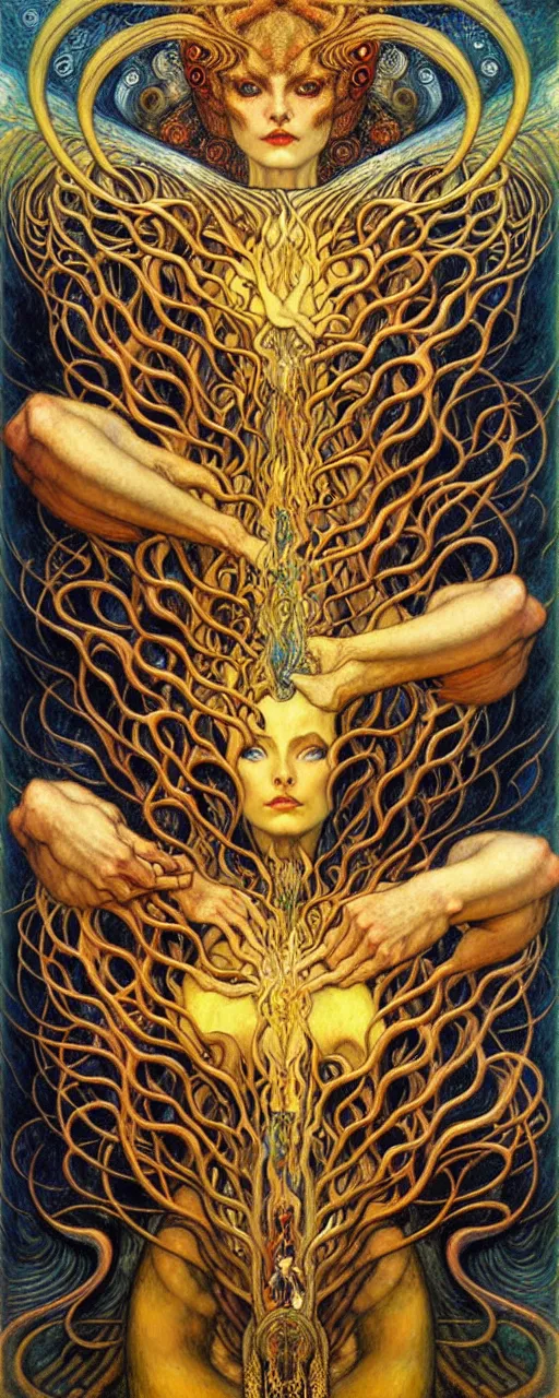 Image similar to Divine Chaos Engine by Karol Bak, Jean Delville, William Blake, Gustav Klimt, and Vincent Van Gogh, symbolist, visionary