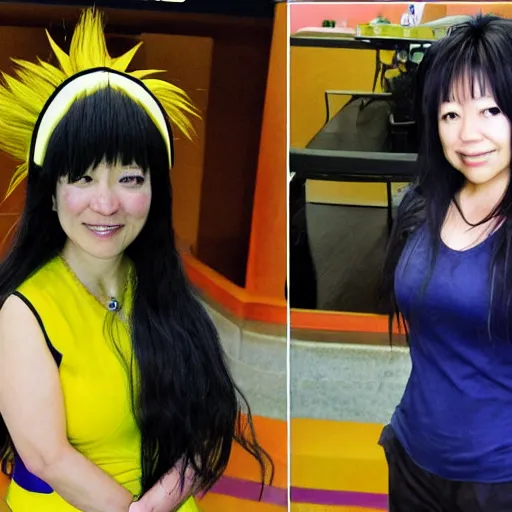 Image similar to Keiko Sofía Fujimori Higuchi with super saiyan hair