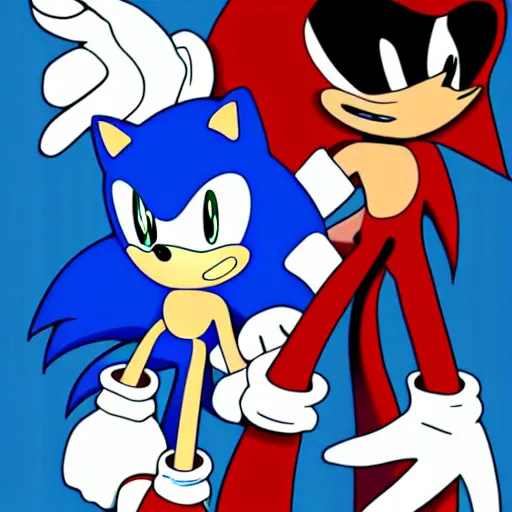 Image similar to sonic, horror, creepy, dark