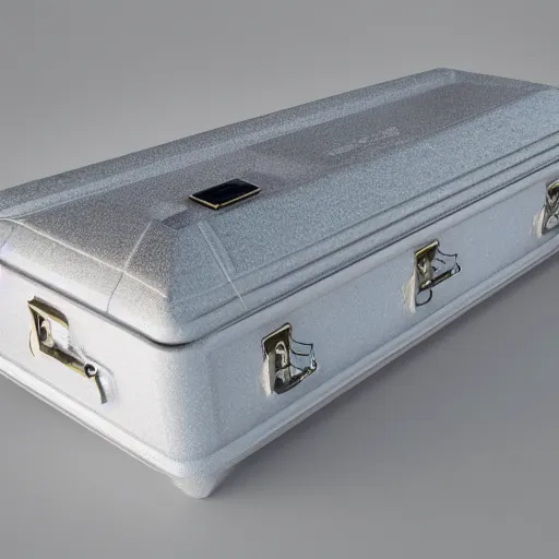 Prompt: a cryosleep casket, 3 d render, octane, ray tracing, ultra high resolution, ultra detailed, photorealistic, 8 k