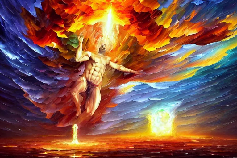Prompt: a god giving birth to a new universe and then dissolving itself into it, in the style of wlop chad knight and leonid afremov, illustration, epic, fantasy, hyper detailed, smooth, unreal engine, sharp focus, ray tracing