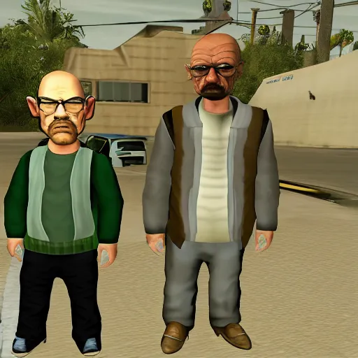 Prompt: Yoda and Walter White in GTA San Andreas