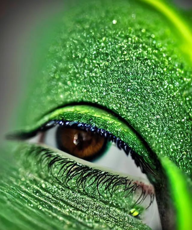 Prompt: close up of a green eye iris, electrical sparks, macro lens, 7 0 mm, highly detailed