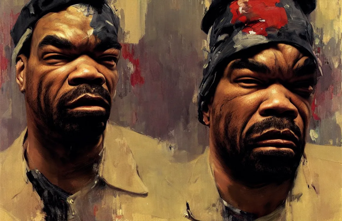 Image similar to portrait of method man!!!!!!!!!!!!!!!!!!!!!!!!!!!, detailed face, detailed painting,, epic lighting, by ilya repin, phil hale and kent williams