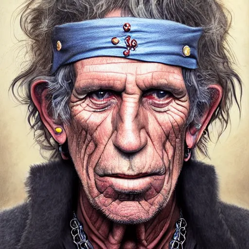 Prompt: digital painting of keith richards by filipe pagliuso and justin gerard, symmetric, fantasy, highly, detailed, realistic, intricate