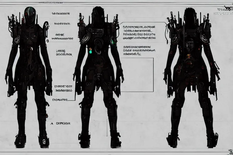 Image similar to Cyberpunk god, artstation character reference sheet