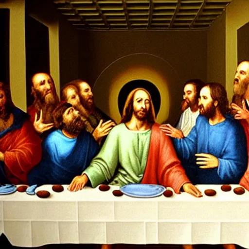 Image similar to the last supper jesus is joe biden, hyper realism renaissance art,