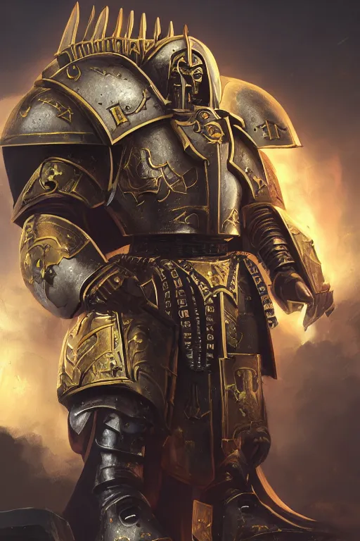 Image similar to armor portrait heros warhammer 4 0 k horus heresy fanart - the primarchs emperor by johannes helgeson animated with vfx concept artist & illustrator global illumination ray tracing hdr fanart arstation zbrush central hardmesh 8 k octane renderer comics stylized