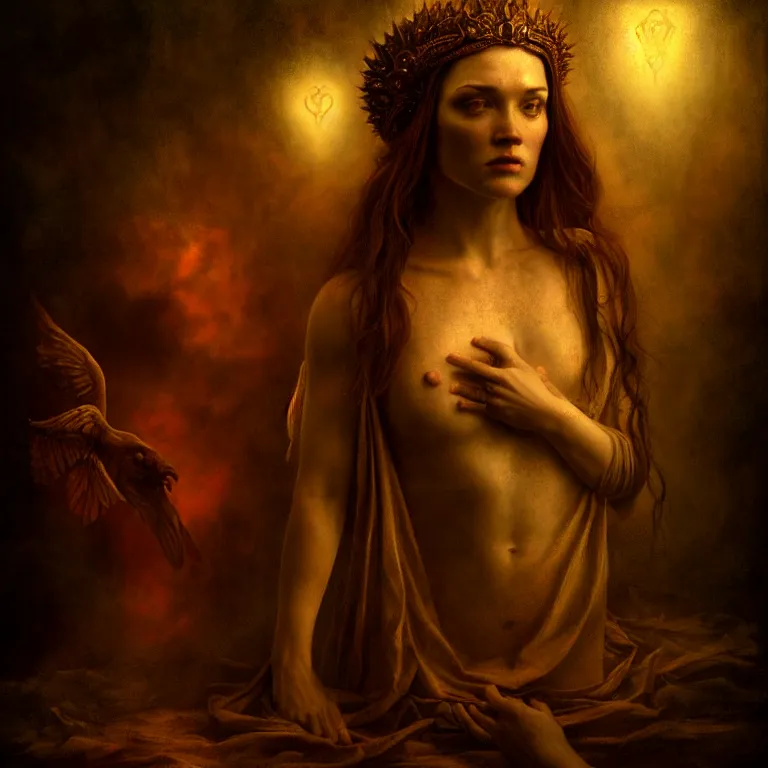 Prompt: renaissance professional digital art of the wonderful goddess, atmospheric dramatic lighting, cinematic, drawn, complex, detailed, tender premonition, leesha hannigan, wayne haag, reina rocin, ignacio fernandez rios, mark ryden, gregory crewdson, epic, stunning, magnificent, a lot of wow, cinematic, masterpiece