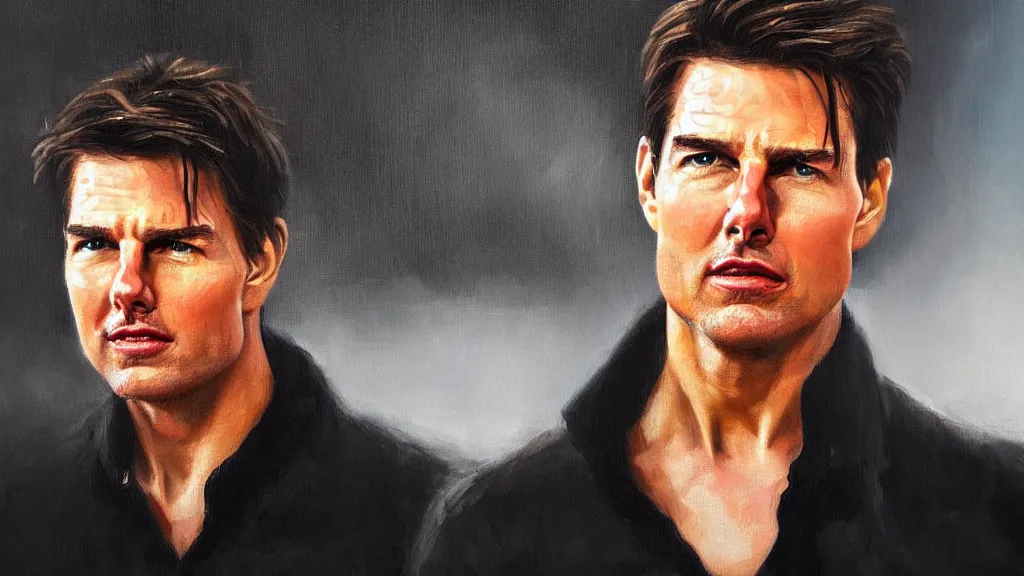 Image similar to The most beautiful portrait of Tom Cruise in the world; trending on artstation; oil on canvas; extraordinary masterpiece!!!!!!; 8k