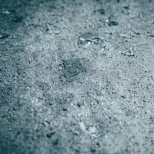 Prompt: plain fotography of a melted metal liquid on a grey dirty concrete