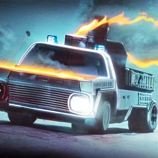 Image similar to back to the future cybertruck