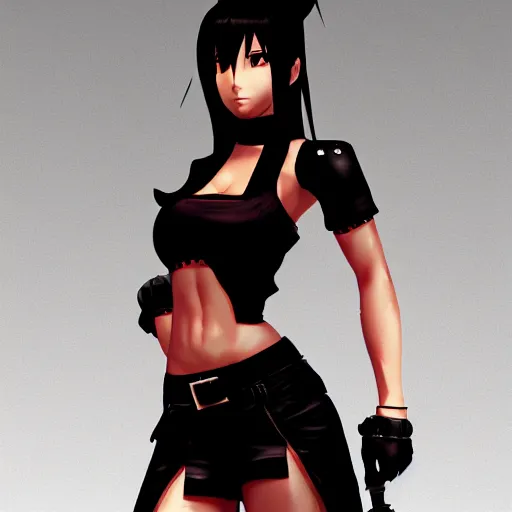 Image similar to full body shot of tifa lockhart, concept art trending on artstation