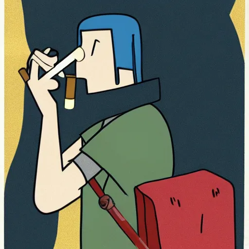 Image similar to finn ( adventure time ) smoking a cigarette