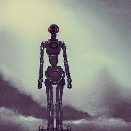Prompt: a woman and her robot against the world. natural scene in background. grainy and rough. soft colour scheme. beautiful artistic detailed digital art by lurid. ( 2 0 2 2 )