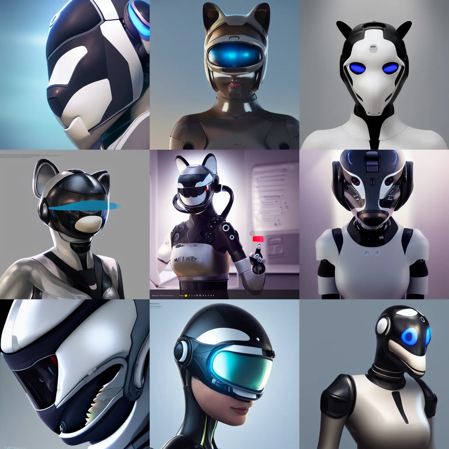 Prompt: female robotic anthro orca, visor screen for face, snout under visor, commission on furaffinity, cgsociety, octane render