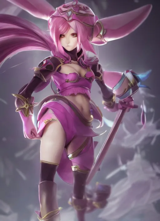 Image similar to madoka. league of legends character select art, digital art, octane render