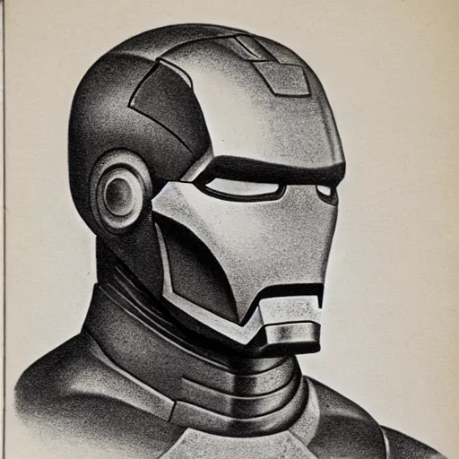 Image similar to portrait of iron man ( c. 1 8 8 0 - c. 1 8 9 2 ) drawing in high resolution by otto eerelman