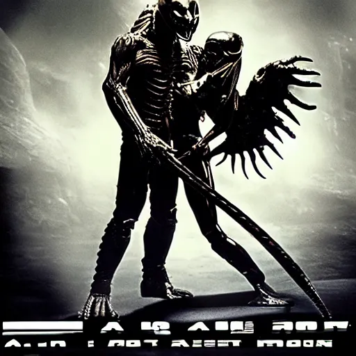 Image similar to alien vs. predator movie poster.