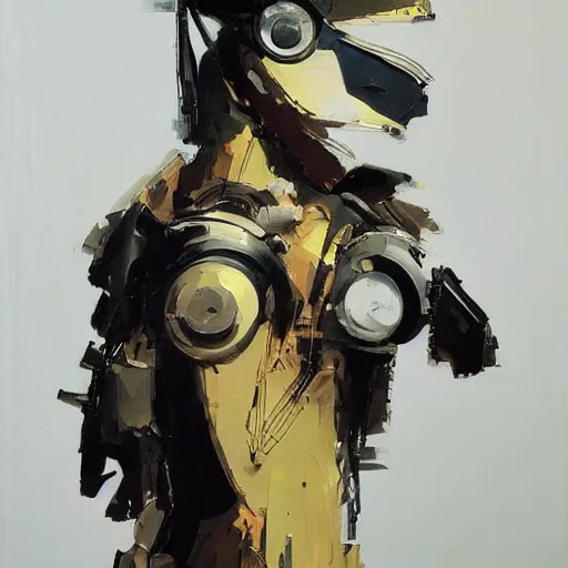 Image similar to mechanical wren robot bird on the shoulder of a monk latin woman, oil on canvas by Yoji Shinkawa and Stina Persson