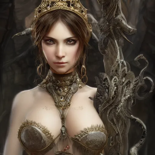 Image similar to beautiful princess, intricate detail, royo, klimt, miro, vallejo, frazetta, giger, whealan, hd, unreal engine,