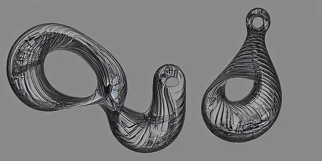 Image similar to klein bottle in a style of mc escher