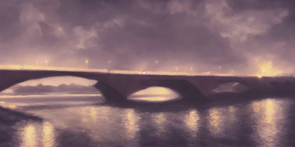 Prompt: bridge, cinematic lighting, detailed oil painting, hyperrealistic, 8k