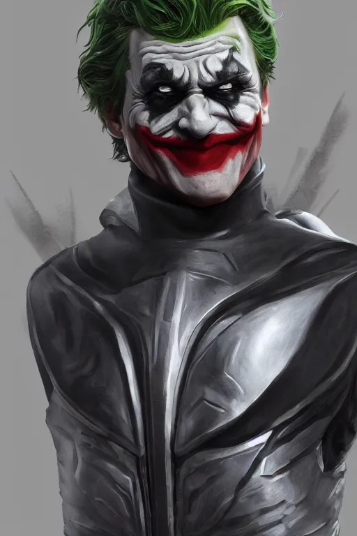 Image similar to Joker wearing vader's armor suit, full character, artstation, highly detailed, highly realistic