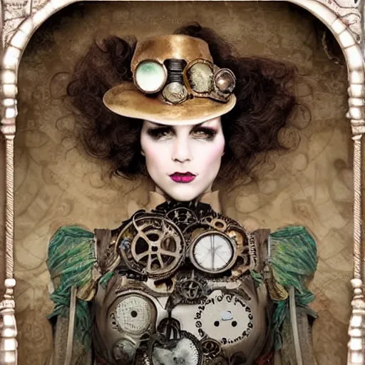 Prompt: Steampunk: A intricate female portrait, Fantasy Art, Fashion, Fiction & The Movies (Gothic Dreams)