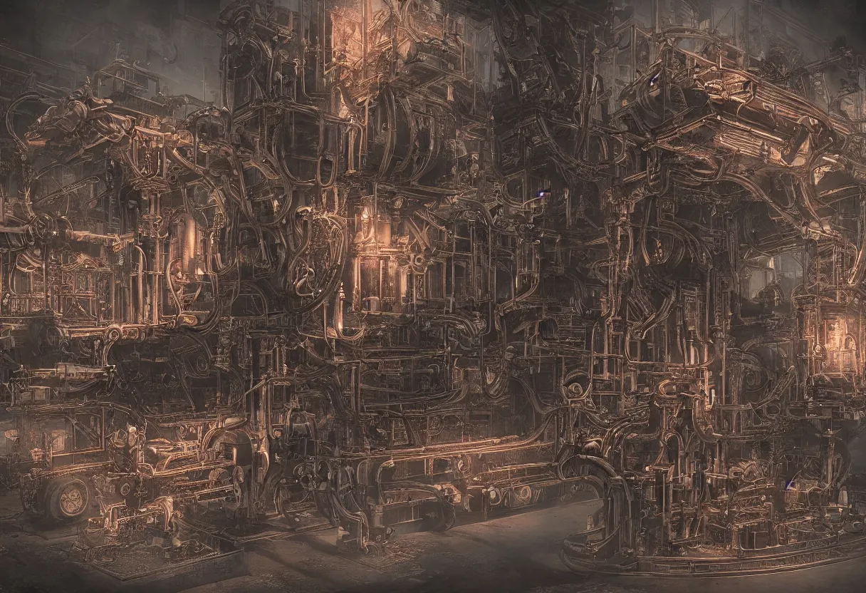 Prompt: blueprint of monstrous stemapunk machine from necronomicon book written in blood, plenty annotations sumerian language, hyper realism, realistic, dramatic lighting, octane render, highly detailed, cinematic lighting, cinematic, art by olivier ledroit