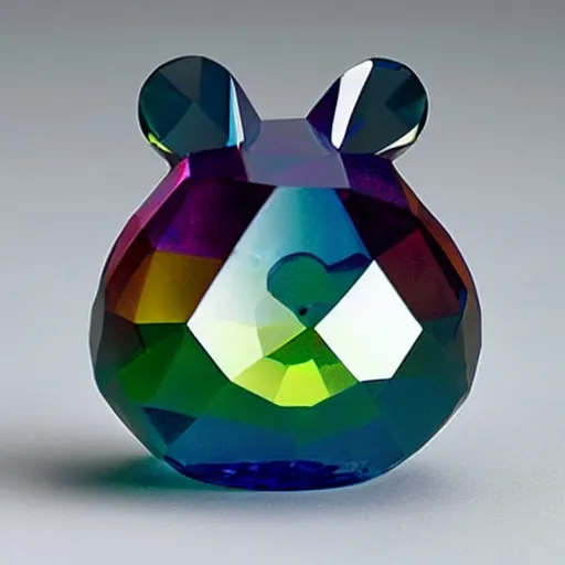 Prompt: photo of cute [ faceted ] figurine of large rainbow gems shaped like a ( hamster )