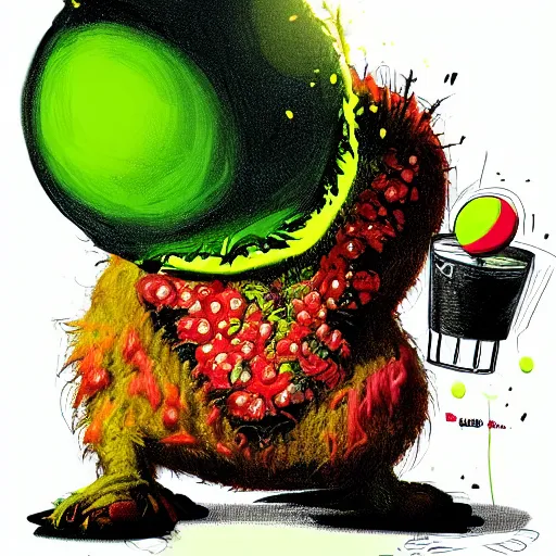 Image similar to a tennis ball monsters eating pancakes, colorful, digital art, fantasy, magic, chalk, trending on artstation, ultra detailed, professional illustration by basil gogos