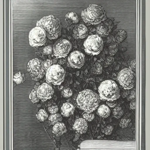 Prompt: futuristic arrangement of roses, style of gustave dore, architectural digest