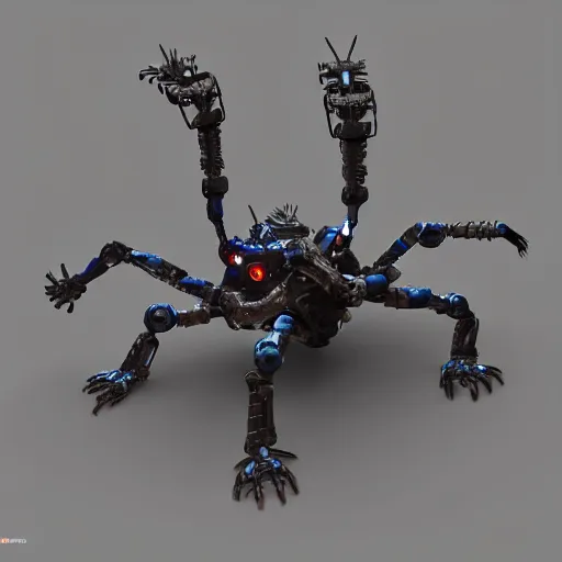 Image similar to hexapod robots in cave, ambient occlusion, vray