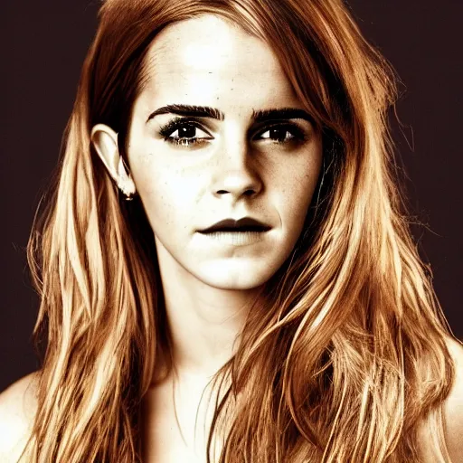 Image similar to a portrait photograph of emma watson's large beard