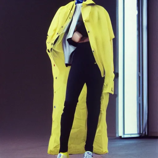 Image similar to realistic photoshooting for a new balenciaga lookbook, color film photography, portrait of a beautiful woman, model is wearing techtical vest, photo in style of tyler mitchell, 3 5 mm,