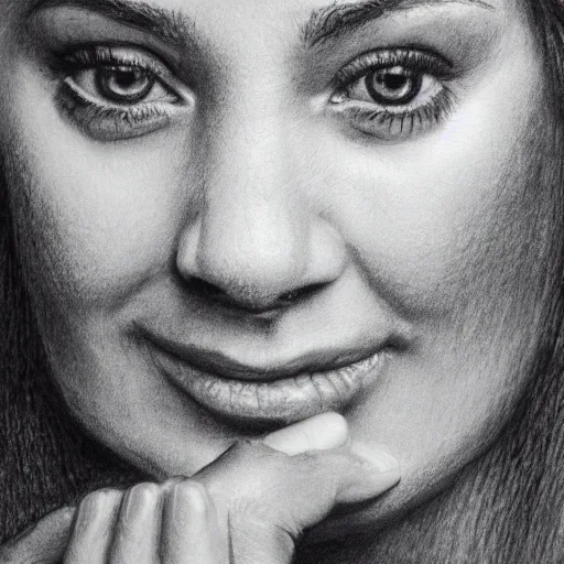Prompt: a realistic close - up portrait of a celebrity, charcoal drawing, intricate, high definition, 4 k, trending