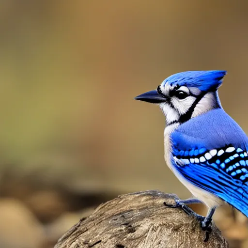 Image similar to bluejay standing next to a river in a forest in autumn