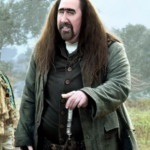 Prompt: nicholas cage as hagrid from harry potter
