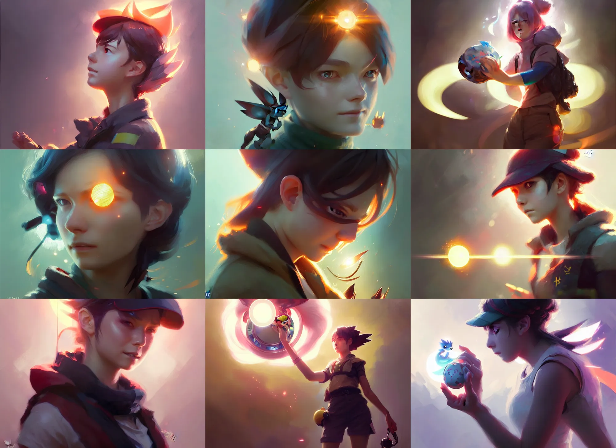 Image similar to portrait of a female pokemon trainer, intricate, sharp focus, lens flare, bloom, illustration, highly detailed, digital painting, concept art, matte, art by ruan jia and wlop and greg rutkowski, masterpiece