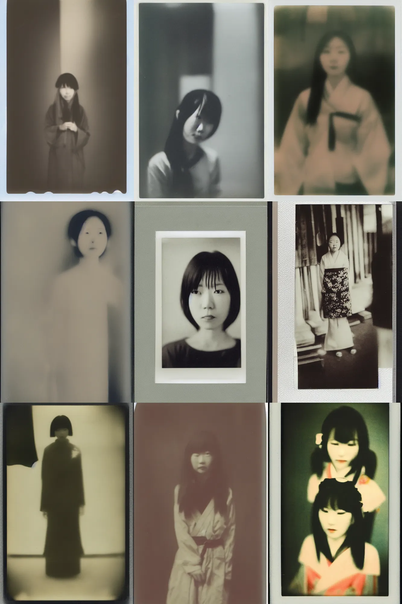 Prompt: photo of a japanese woman, polaroid, expired film