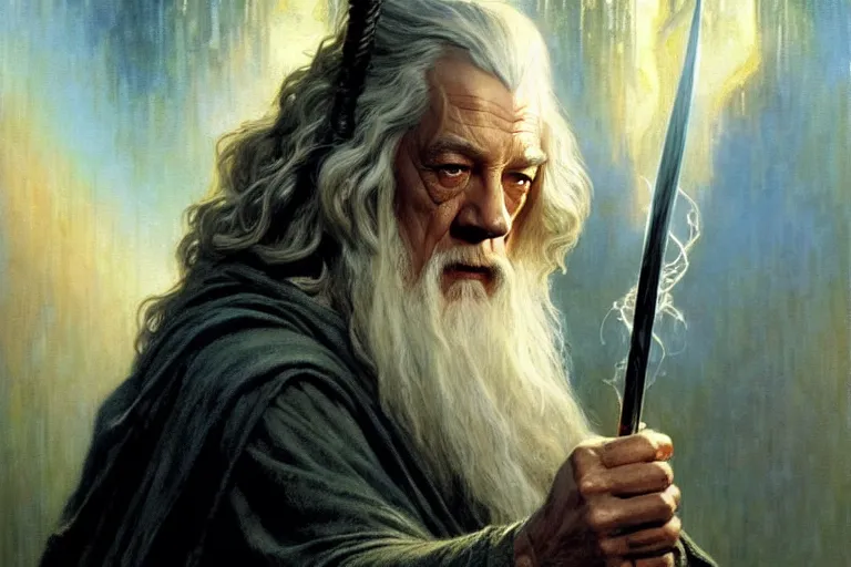 Image similar to gandalf in the marvel cinematic universe, character design, painting by gaston bussiere, craig mullins, j. c. leyendecker,