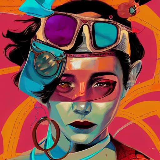 Prompt: Summer Dream, retro, desert highway, lone ranger, retro colors, bold colors, drawn by Sandra Chevrier, 8k, digital art, artstation