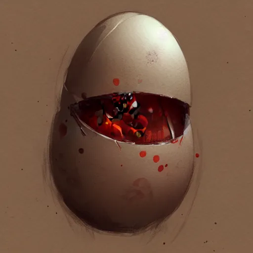 Image similar to concept art of anthropomorphized egg, highly detailed painting by dustin nguyen, akihiko yoshida, greg tocchini, 4 k, trending on artstation, 8 k