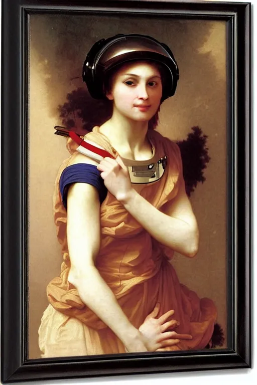 Image similar to portrait of women in astronaut helmets an ancient human species, single person, renaissance, rococo, by bouguereau