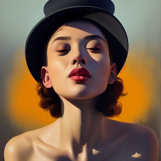 Image similar to portrait painting of smokeing woman, medium shot, asymmetrical, profile picture, organic painting, sunny day, matte painting, bold shapes, hard edges, street art, trending on artstation, by huang guangjian and gil elvgren and sachin teng