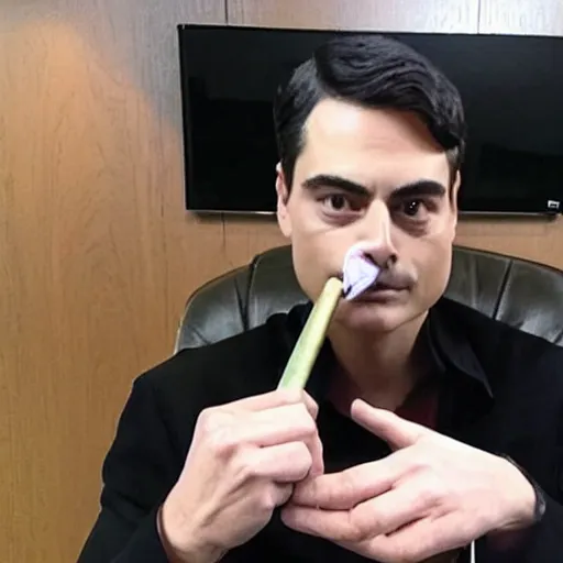 Prompt: Ben shapiro smoking a huge blunt